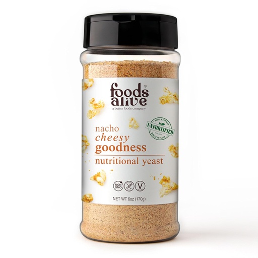 [BRSROC32B4MAG332] Foods Alive Nacho Cheesy Goodness Nutritional Yeast, 6oz Shaker Jar/Non-Fortified, Vegan Cheese Powder Seasoning