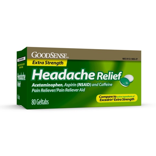 [BRSW2EADDEFQOADX] GoodSense Extra Strength Headache Relief Geltabs, Acetaminophen, Aspirin (NSAID) and Caffeine, 80 Count