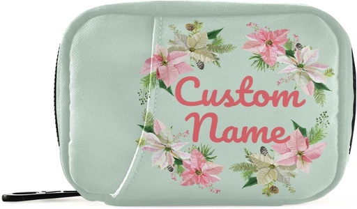 [BRSRMZINO55Q4CA4] Kohandatud Pill Box 7 päeva Pill Case Bag Christmas Flower isikupärastatud nimi Travel Pill Korraldaja kott Zipper Portable Weekly Case Compact Suurus Vitamiini täienduse hoidja