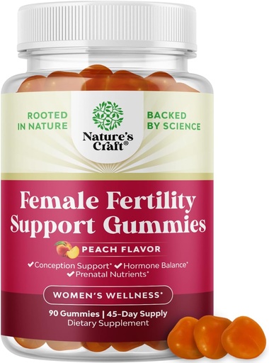 [BRSRAYD3CF5GO3I4] Fertility Gummies for Women Trying to Conceive - Yummy Gummy Fertility Supplement for Women with Myo-Inositol Folic Acid & Vitex Chasteberry - Vegan Non-GMO & Gluten Free - Juicy Peach (45 Servings)
