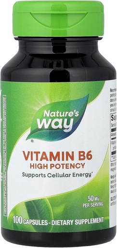 [BRSWIYTYOYIRO2IZ] Nature's Way Vitamine B-6 Supplement, Cellular Energy Support*, 50mg per portie, 100 Capsules