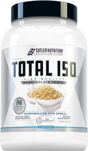 [BRSWYZIHOAHGCDTU] Cutler Nutrition Total ISO Whey Isolate Protein pulver: Beste Tasting Whey Protein Shake, 100% Whey Protein Isolate, Perfect Post Workout Protein Powder Mix, Marshmallow Rice Cereal, 2 pounds