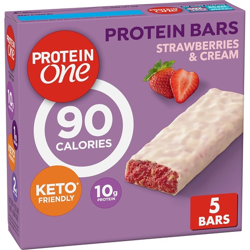 [BRSWGEALOAIGEG3G] Protein One 90 Calorie Protein Bares, Strawberries y Crema, Keto Friendly, 5 Ct, 4.8 oz
