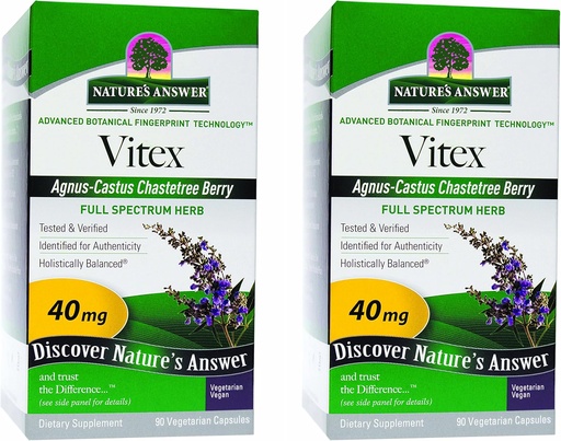 [BRSWKGI5DIGRGA3O] Nature's Answer Vitex Chastetree Berry Supplement, 90-Vegetarian Capsules, 2 Count | Hormonal Balance | Ovulation Support | Menopausal Support