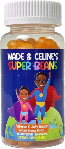 [BRSRAGQFCJ6BSE3J] Vitamin C Super Jelly Beans Immune Support Supplement, 80mg, Chewable Gummy Jellybeans for Kids, Vegan and Gluten Free, Natural Orange Flavor, 60 Beans