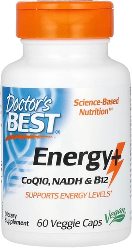[BRSWGBQTCEFBEC3D] Doctor's Best Energy + CoQ10, NADH & B12, Immune System, Energy, Mood, 60 Ct