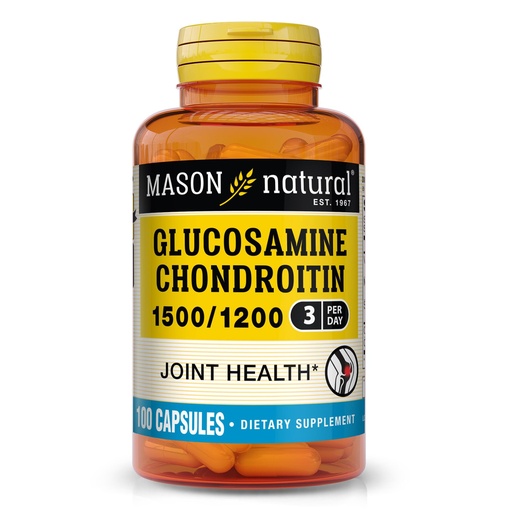 [BRSWI2QPAABBYD32] MASON NATURAL Glucosamine Chondroitin 1500/1200 with Vitamin C, Supports Joint Health for Normal Flexibility & Mobility*, 100 Capsules, 1 Month Supply