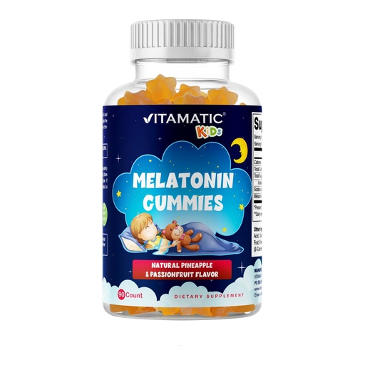 [BRSROAQ3CQJQGYDZ] Vitamatic Sugar Free Kids Melatonin 1mg, 90 Gummies, Pineapple & passionfruit Flavored Gummies, 90 Days Supply