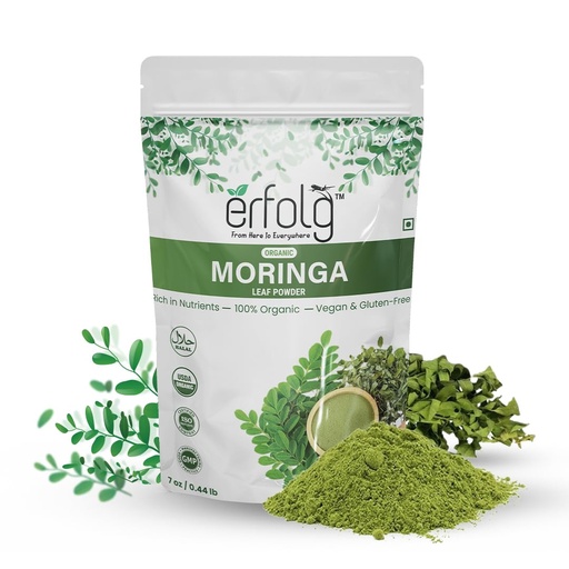 [BRSRAFQBCIIAGYLA] Erfolg 100% Organic Moringa Oleifera Leaf Powder | 7 oz - 0.44lb | Rich in Nutrients, Vegan & Gluten-Free, Rich in Antioxidants & Immune Vitamin | Moringa Drink | Moringa Tea