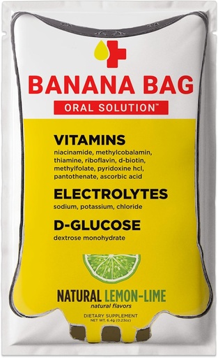 [BRSWGATQOFYBODLX] Pacotes de solução oral de saco de banana – Limão natural 15pk – Uma mistura refrescante de eletrólitos, vitamina C e B-Complexo para hidratação diária e energia.