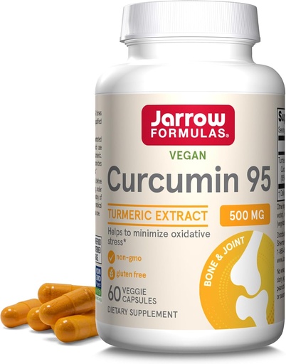 [BRSWIYQBBAJWY3DM] Jarrow Formulas Turmeric Curcumin Suplemento - Curcumin 95, Suplementos Turméricos, 500 mg para Antioxidante &amp; Soporte Conjunto, 60 cápsulas