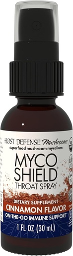 [BRSWIZD3AICRMGDY] Host Defense MycoShield Throat Spray - Immune Health Support - Dietary Mushroom Supplement with Chaga, Reishi, Turkey Tail & More - On-The-Go Immune Support - Cinnamon Flavor, 1 fl oz (71 Servings)*