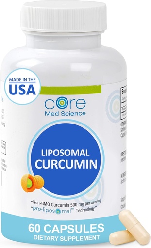 [BRSWYFD7OYCBM3LD] Core Med Science Liposomal Curcumin kapslid, 500mg - puhas kurkum ekstrakti täiendada - kõrge imendumise ühine ja südame tervise tugi täiskasvanutele - edendab kognitiivset ja aju tervist, mitte-GMO (60 loend)