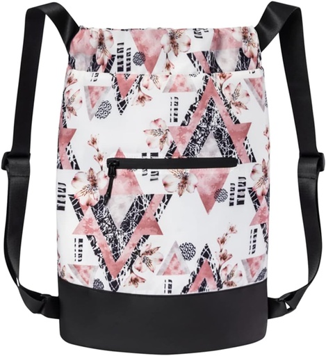 [BRSROAL6CUCGY235] GOMOYO Flex Cinch Drawstring Gym Bag for Women | Modern Floral Graphic Designs | Durable Lightweight Gym Cinch Backpack | 18" x 14" x 7" | Pink