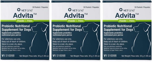 [BRSWGFL2AAFQYYA6] Vet One Advita Probiotic Nutritional Supplement for Dogs (3 Boxes, 90 Packets)