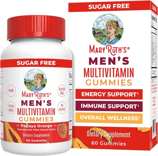 [BRSW22YOCQNQYGT7] MaryRuth Organics Men's Multivitamin Gummies | Vegan Vitamins for Immune Support | Non-GMO & Gluten Free | 0g Sugar Per Serving | 60 Count