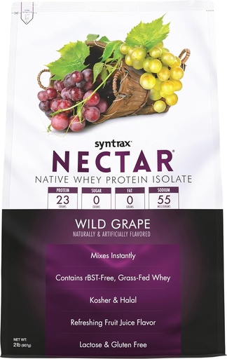 [BRSWIEA7O4ARECD4] Syntax Nutrition Nectar, 100% Proteine Izolate pulbere, Reîmprospătare aroma de suc de fructe, struguri sălbatici, 2 lbs.