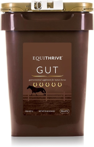[BRSWGAQ6OAJWGETX] Equithrive Horse Gut Pellets with Probiotics, Psyllium Husk Powder, Sodium Bicarbonate and Omega 3 Fatty Acids, Digestive Support Supplement for Horses, 10 lbs