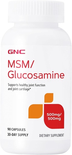 [BRSWGHT5OAJQGFL2] GNC MSM Glucosamine 500mg Supplement, Supports Healthy Joint Function, Supports Healthy Joint Cartilage, 30 Servings