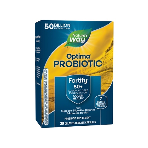 [BRSWKYT7CMHG2CTM] Nature's Way Fortify Optima Probiotic for Adults 50+, 50 Billion Live Cultures, Supports Digestive Balance, Colon & Immune Health*, No Refrigeration Needed, 30 Capsules (Packaging May Vary)