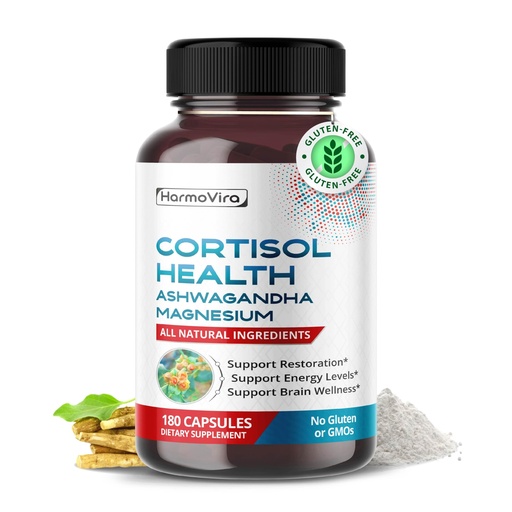 [BRSRAGLYDJ5GOG35] CORTISOL Health - Ashwagandha Magnesium Rhodiola St. John's Wort - Support Restoration, Energy Levels, Brain Wellness 180-day Supply