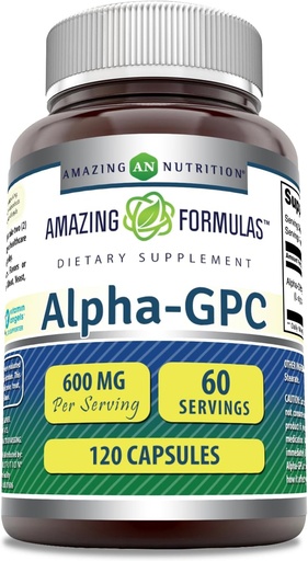 [BRSROAAPOYMBEEL4] פורמולה מדהימה אלפא GPC תוסף | 600 Mg Per Serve | 120 קפסולות | Non-GMO | Gluten Free | Made in USA