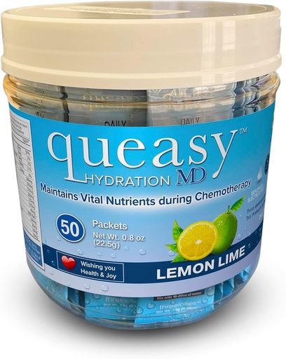 [BRSROBT5OV5G2H3V] Three Lollies Queasy Hydration MD Packets - Hydration & Digestive Health Support During Treatment - Rehydrates, Eases Nausea & Replaces Nutrients - Natural & Non-Drowsy - 50 Packets