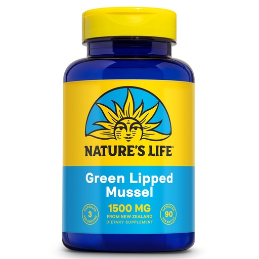 [BRSWGZABCF5WG3LF] Nature's Life Green Lipped Mussel 1500 mg Capsules for Men and Women - New Zealand Green Lipped Mussel Supplement - Joint Health Support - 30 Servings, 90 Capsules