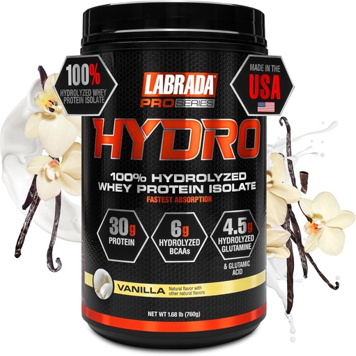 [BRSRMCYCAAHB6CYZ] LABRADA Hydro 100% hidromed Whey Protein Isotuder, Lactose Free, 6g BCAA Jinits, 4.5g Glamina, 5g Bltamina, Hookan Sheyre disponible, mesclant l' instant, provar amb 20 Servings (Villa)