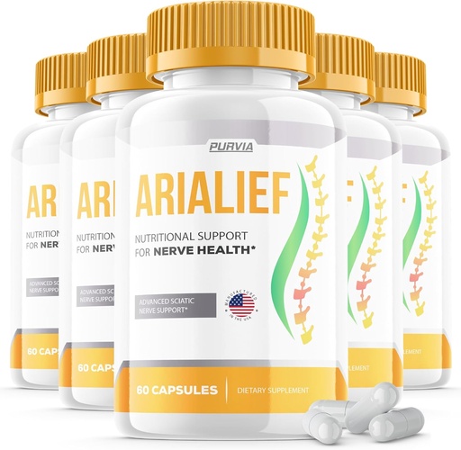[BRSRAAQ7CVYGACI2] (5 Pack) Arialief Capsules Sciatica - Official Formula - Arialief Vitamin Supplement Advanced Strength Formula, Arialief Capsules Nutritional Support Maximum Strength Overall Wellness (300 Capsules)