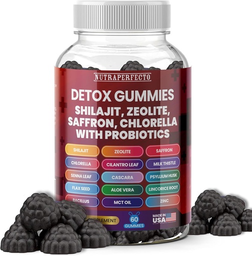 [BRSRAAIFPINRMCA4] Sugar Free Zeolite Detox Gummies Shilajit Saffron Probiotics Chlorella Psyllium Husk Saffron Senna Leaf Magnesium Citrate Zinc Milk Thistle Heavy Metal Kids Adults Energy and Focus