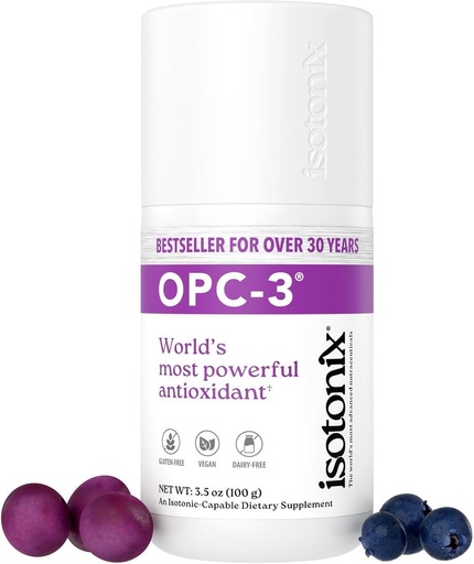 [BRSWGGAKAF6WOFLU] OPC-3 Isotonix - Supplément antioxydant - Pycnogénol, Extraits de graines de raisin, Bilberry, Vin rouge et Extraits d'écorce de pin - pour support cardiaque et circulatoire - Isotonique, végétalien, sans gluten - 30 portions