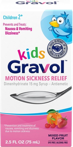 [BRSRMGD7OEFQGYA4] Gravol Kids Liquid for Motion Sickness Relief and Nausea Prevention, 2.5 fl oz (75 ml)​