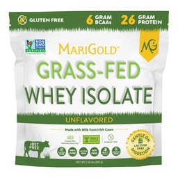MariGold Grassfed Whey Isolate Protein Powder - Unflavored 2LB - Muscle Building & Recovery - 100% Pure, Cold Processed, Micro Filtered, Non-GMO, rBGH Free, Soy Free, Gluten Free, Lactose Free