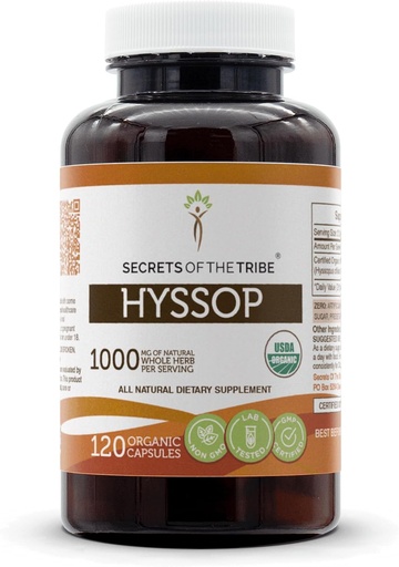 [BRSRMZQCBEIW22DV] Secrets of the Tribe Hyssop USDA Organic Capsules | Certified Organic Vegetarian Capsules, Herbal Dietary Supplement | Hyssopus officinalis Dried Herb (120 Count)