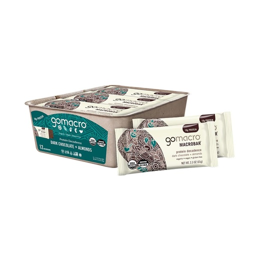 [BRSWG23YCQFAYYIZ] GoMacro MacroBar Organic Vegan Protein Bars - Dark Chocolate + Almonds (2.3 Ounce Bars, 12 Count)