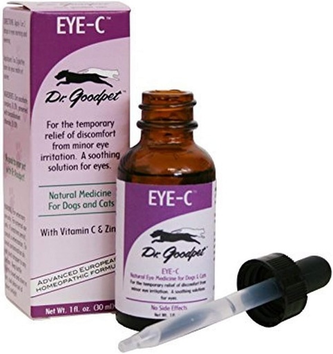 [BRSWIYDQAV6WYH3A] Dr. Goodpet Eye-C All-Natural Eye Drops for Dogs, Cats, Horses, Small Animals | Human Quality Zinc & Vitamin C | Superior to Eye Wash | Soothes, Moisturizes and Helps Irritation | Made in The USA
