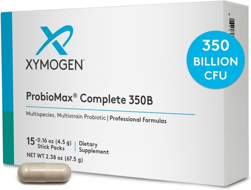 [BRSRMGQTDN5B4CDH] XYMOGEN ProbioMax Complete 350B - Dairy-Free, High Potency 350 CFU 18-Strain Probiotic Supplement - Supports Immune + Gut Health - Formerly ProbioMax 350 DF (15 Single Serving Stick Packs)