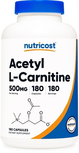 [BRSWGZA5C56WOCT7] Nutricost Acetyl L-Carnitine (ALCAR) 500mg, 180 Capsules, 180 Servings - Non-GMO and Gluten Free, 1 Capsule per Serving