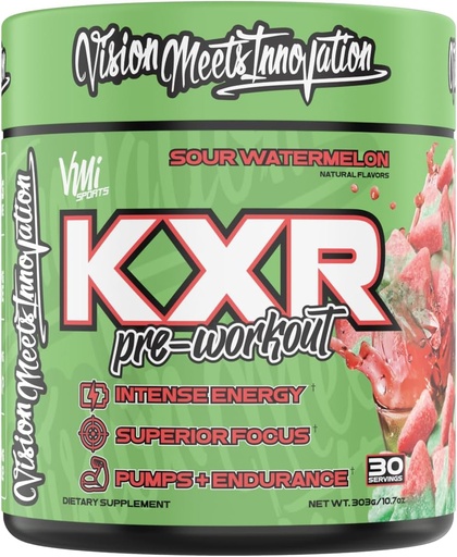 [BRSWYYYNOYAWM23H] KXR Pre-Workout Energy Powder | Intense Energy Pre-Workout Drink for Men and Women| Creatine Free | Improves Performance - Enhanced Focus & Increased Endurance | 30 Servings (Sour Watermelon)