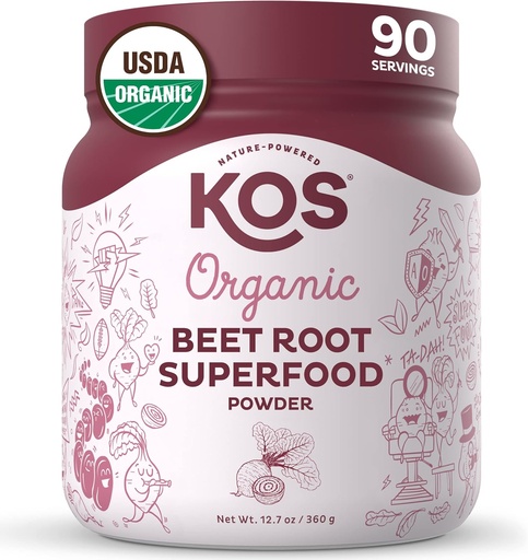 [BRSRAGIDOIIAK3TH] KOS Organic Beet Root Powder - 90 Servings (2pk Bundle)
