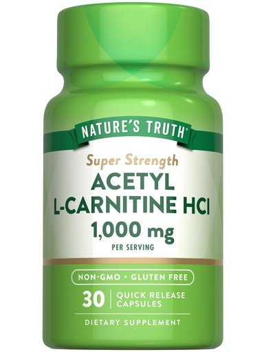 [BRSWICQBBBYQME3K] Nature's Truth Acetyl L-Carnitine 1000mg | 30 Capsules | Super Strength | Non-GMO & Gluten Free ALCAR Supplement