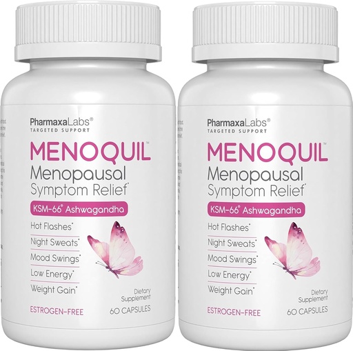 [BRSRAGAZC4BBQ3Y6] Alivio de la fuerza menopáusica ayuda a combatir la menopausia, los flashes calientes, los suéteres nocturnos y los mudos para promover el sueño relajante y la energía Boost - 60 cápsulas (Pack of 2)