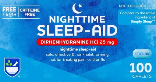 [BRSWIYYCDIMB2ELC] Rite Aid Nighttime Sleep Aidhenhydramine HCI 25 mg, 100 Mini Caplets | Insomnia için En İyi Uyku Yardımı | Insomnia | Insomnia Yardımı ve Endişeli Yardımlar Doğal Uyku Yardımı