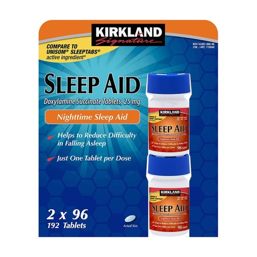 [BRSWKFIEAAHWGGTY] Kirkland Sleep Aid Doxylamine Succinate 25 mg 192 Tablets