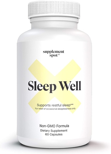 [BRSWYH3RCUIWYDYZ] Sleep Well Natural Sleep Aid – Non-Habit Formula Supplement for Adults w/Magnesium, L-Theanine, GABA & Serotonin – Sleep Support Supplement for Adults (60 Capsules, 30 Servings)