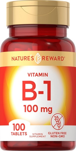 [BRSRMBT2BMPBMEY6] Vitamin B1 100mg (Thiamine) - 100 Count - Vegetarian, Non-GMO & Gluten Free Supplement - by Nature's Reward
