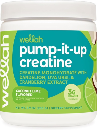 [BRSRAGALOFYQ2A3B] Wellah Creatine for Women (50 Servings, Coconut Lime) - Creatine Monohydrate with Dandelion & Cranberry Extract