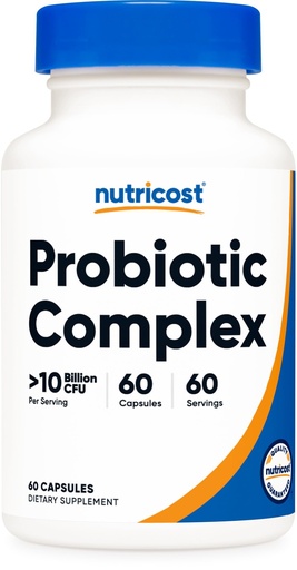 [BRSRMHTRAQBAYCTB] Nutricost Probiotic Complex (10 Billion CFU) 60 Capsules - Acidophilus Plus 9 Other Probiotics, Non-GMO, Gluten Free Supplement