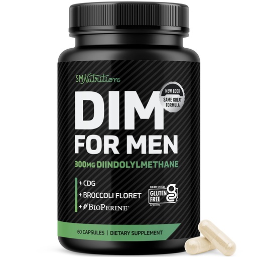 [BRSWGBINAAPGYDQ2] DIM Supplement for Men 300mg | Estrogen Blocker & Aromatase Inhibitor | Extra Strength Men’s Hormone Balance & Fitness Booster with Diindolylmethane Plus CDG & Broccoli Floret | Gluten-Free | 60 Ct